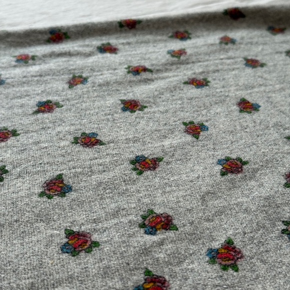 Vintage Grey Floral Midi a line Skirt union made xs s - Picture 14 of 14